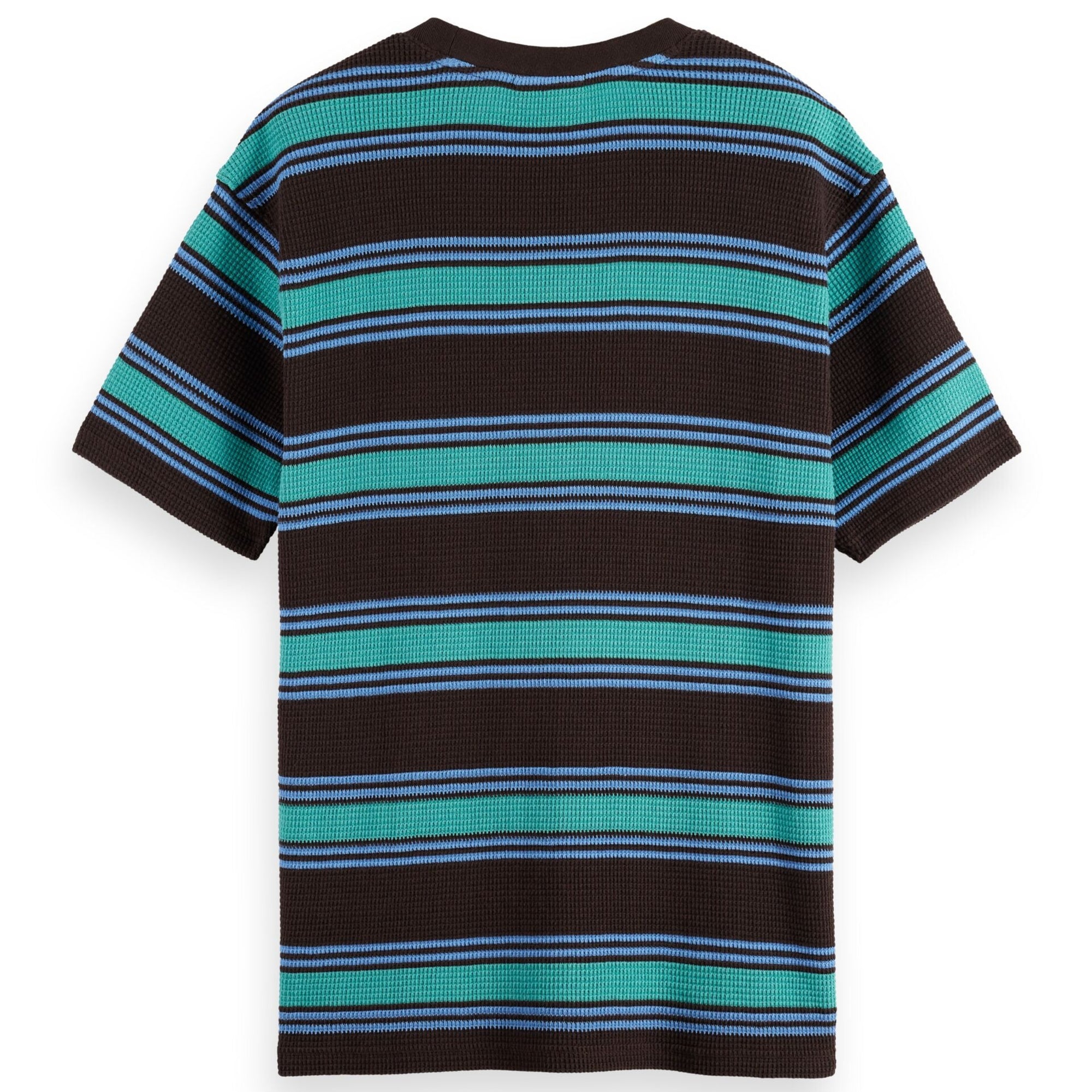 Relaxed Fit Chunky Waffle Stripe T-Shirt - Dark Brown Multi Stripe