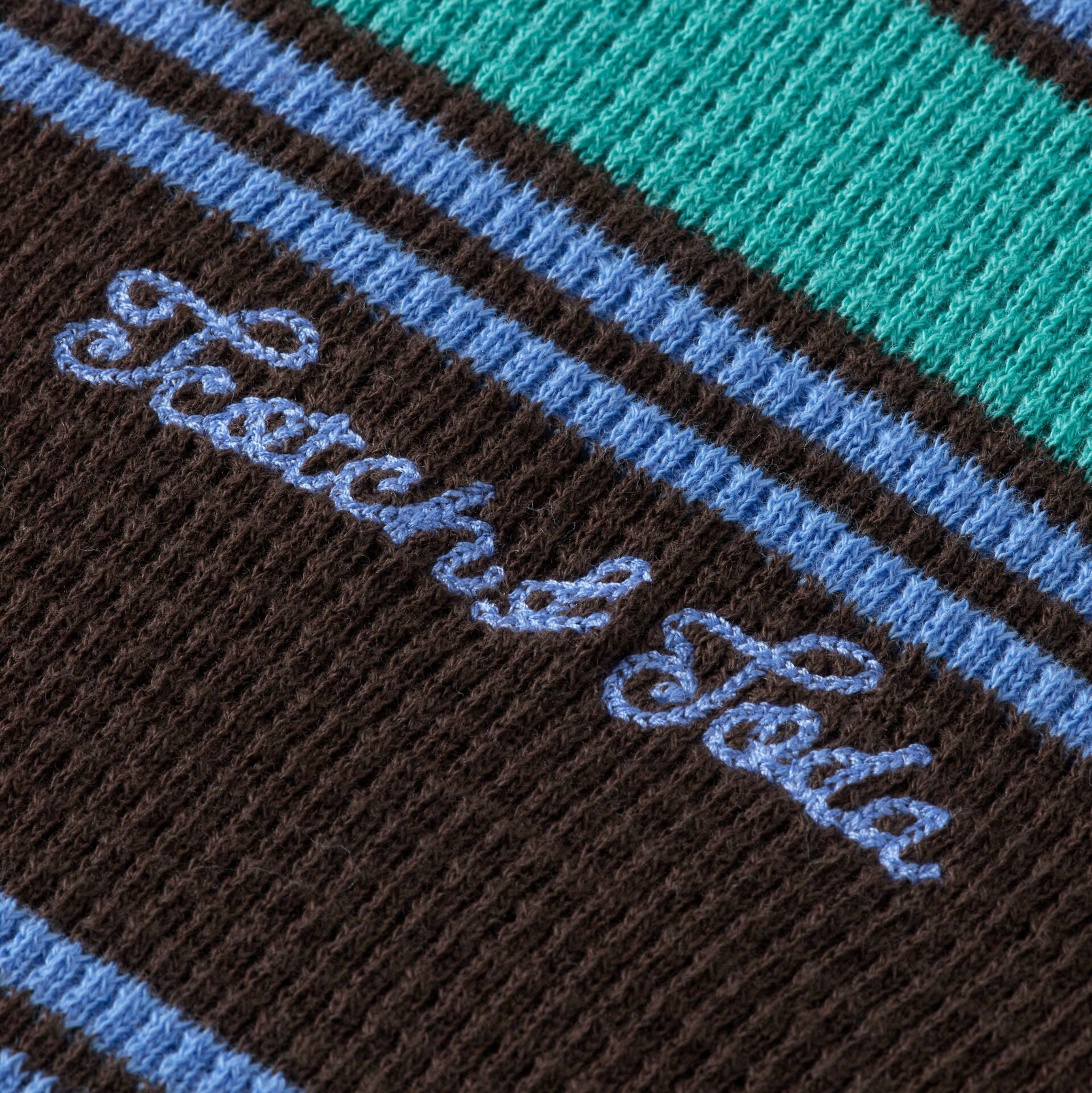 Relaxed Fit Chunky Waffle Stripe T-Shirt - Dark Brown Multi Stripe