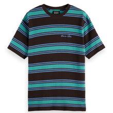 Relaxed Fit Chunky Waffle Stripe T-Shirt - Dark Brown Multi Stripe
