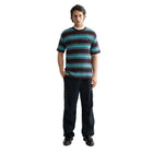 Relaxed Fit Chunky Waffle Stripe T-Shirt - Dark Brown Multi Stripe