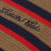 Relaxed Fit Chunky Waffle Stripe T-Shirt - Light Brown Multi Stripe