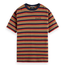 Relaxed Fit Chunky Waffle Stripe T-Shirt - Light Brown Multi Stripe