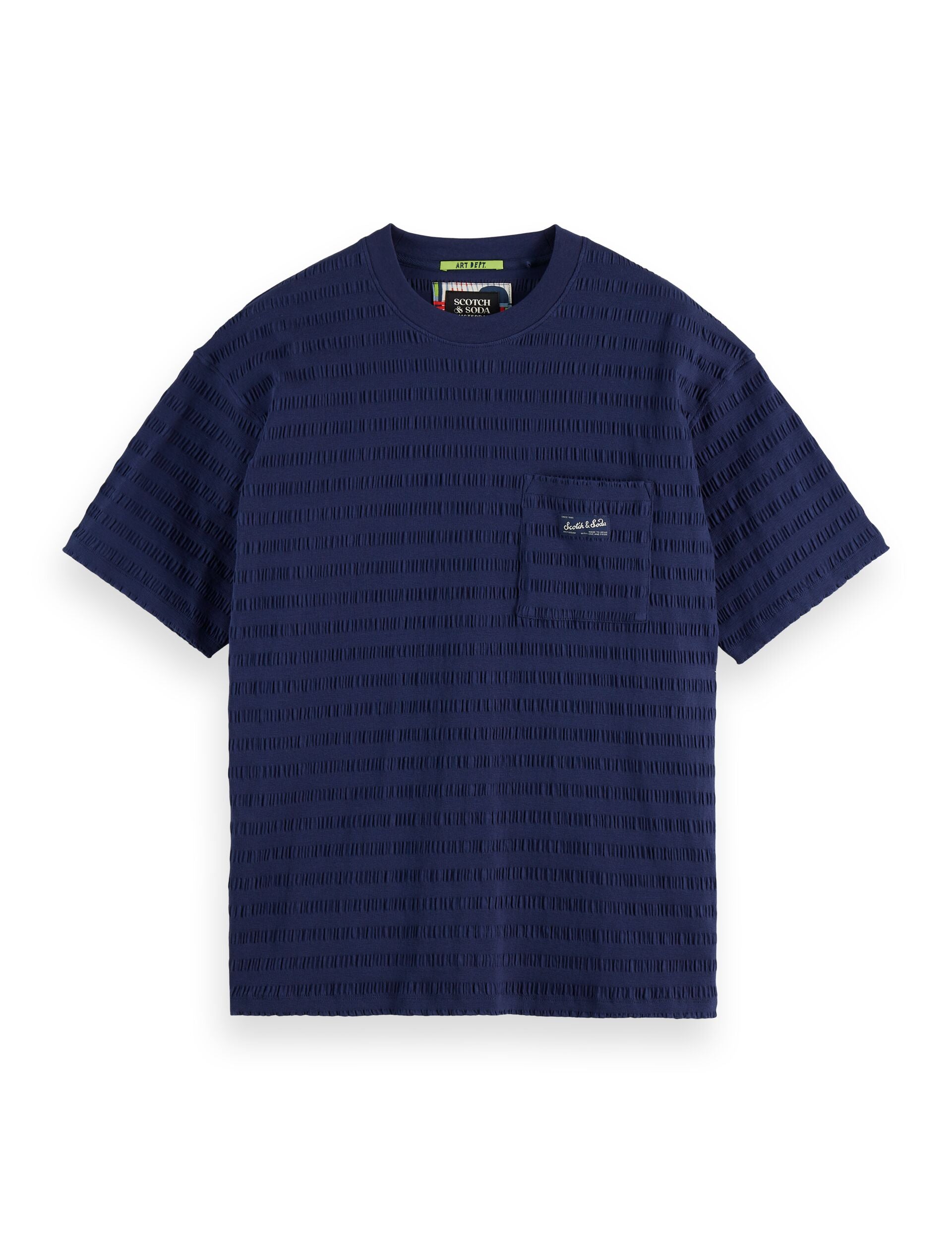 Relaxed Fit Horizonal Textured T-Shirt - Peacoat