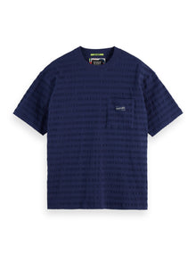 Relaxed Fit Horizonal Textured T-Shirt - Peacoat