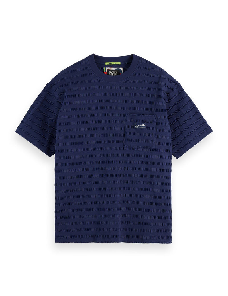 Relaxed Fit Horizonal Textured T-Shirt - Peacoat