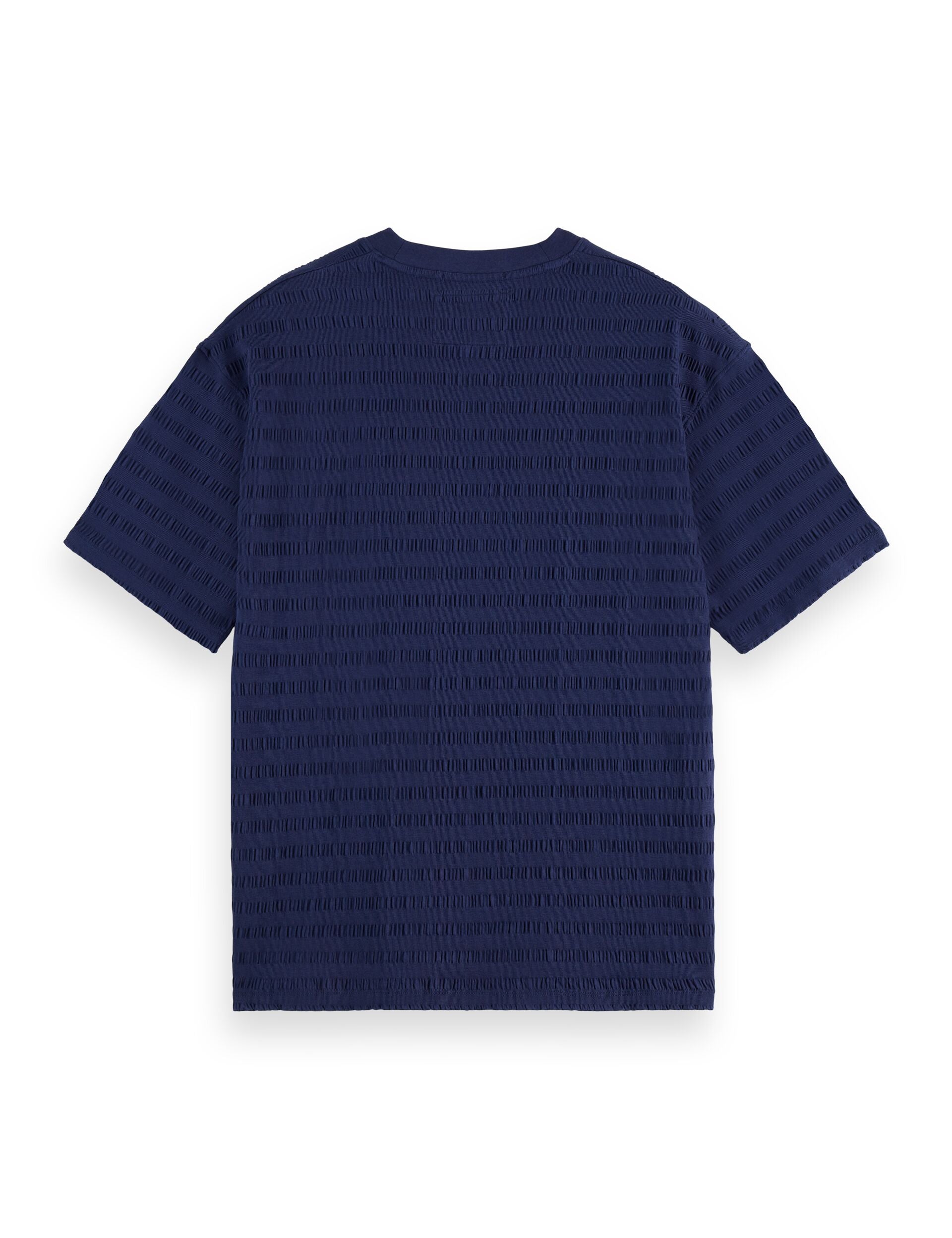 Relaxed Fit Horizonal Textured T-Shirt - Peacoat