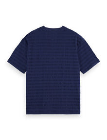 Relaxed Fit Horizonal Textured T-Shirt - Peacoat