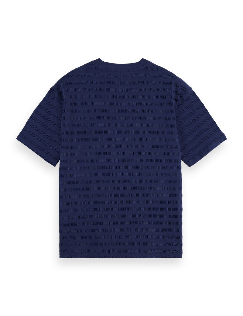 Relaxed Fit Horizonal Textured T-Shirt - Peacoat