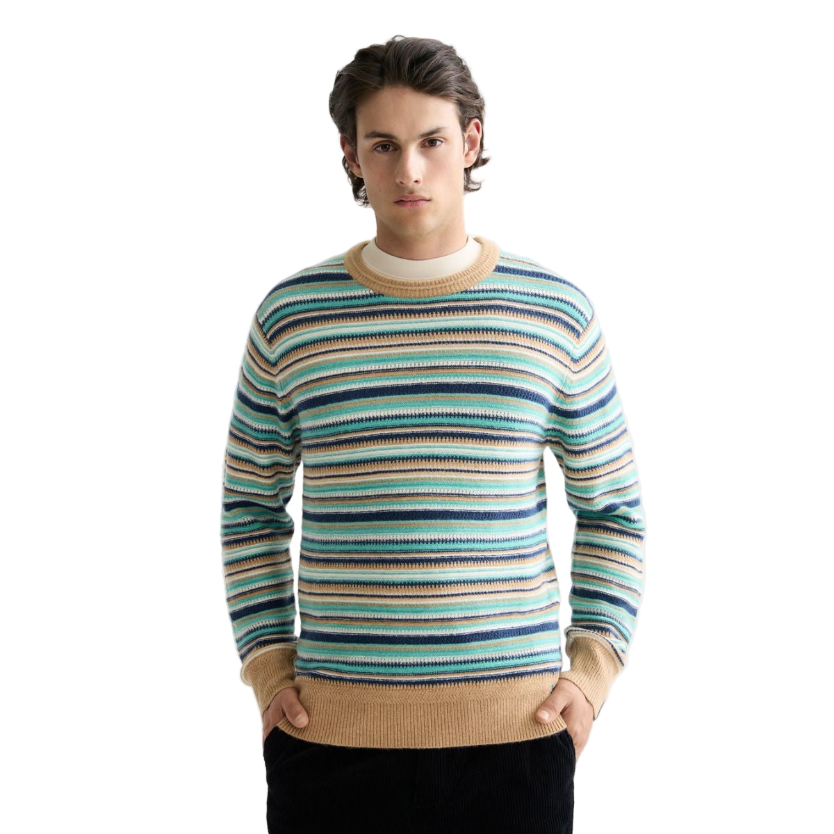 Soft Knit Striped Regular Fit Pullover - Tannin Multi Stripe