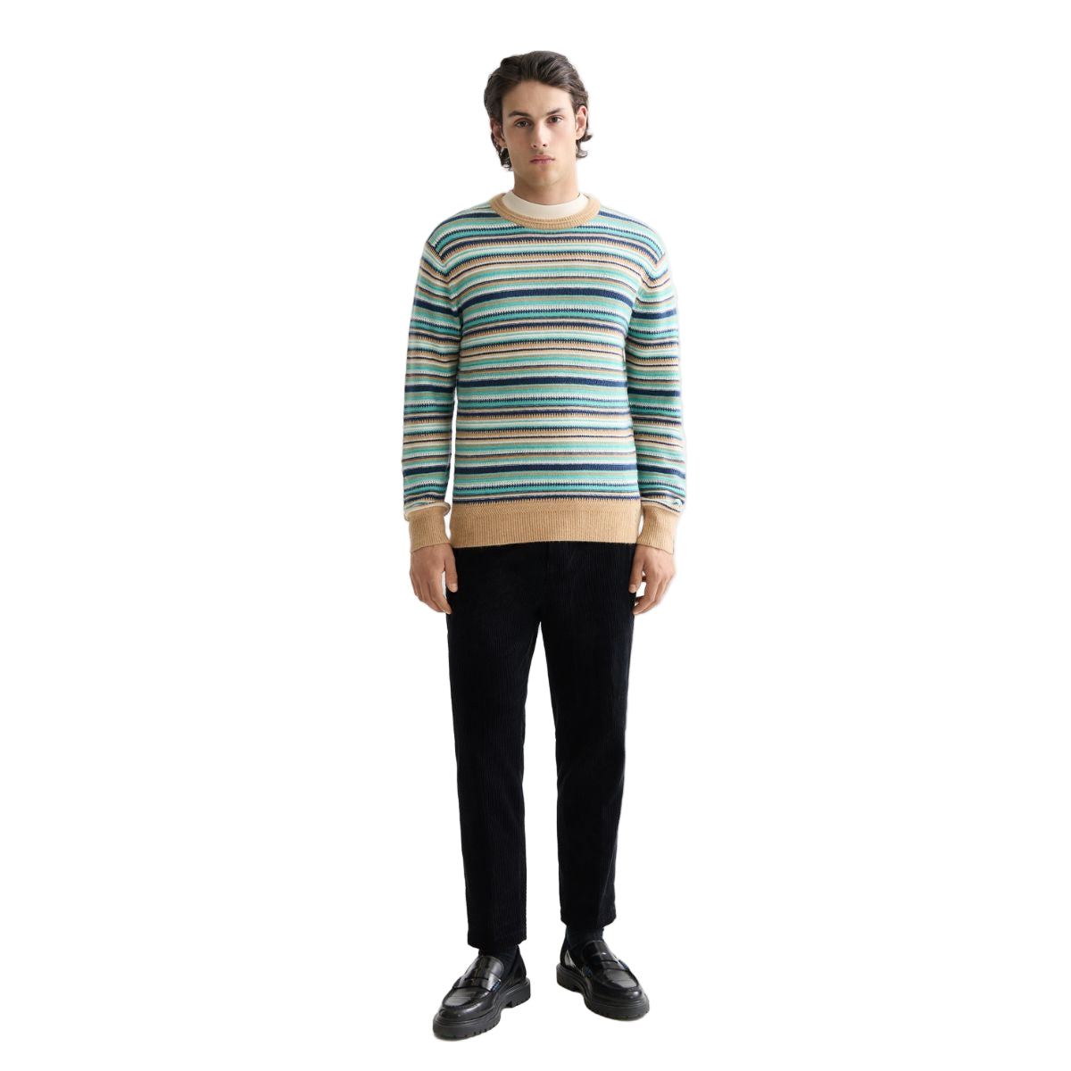 Soft Knit Striped Regular Fit Pullover - Tannin Multi Stripe