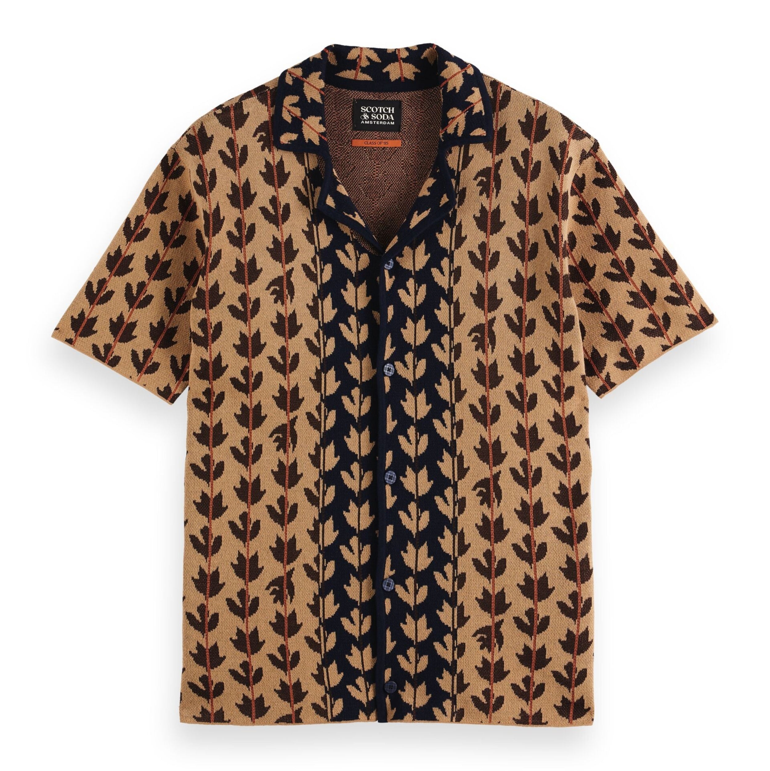Knitted Short Sleeve Shirt - Leafs Aop