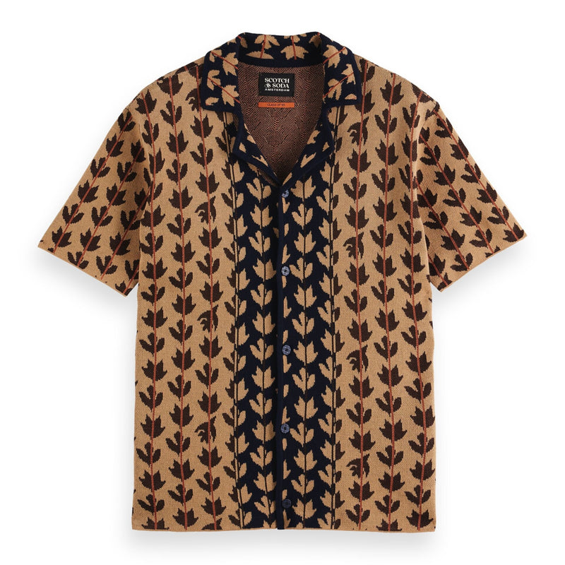Knitted Short Sleeve Shirt - Leafs Aop