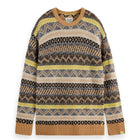 Jacquard Dropped Shoulder Crewneck - Tannin Fair Isle