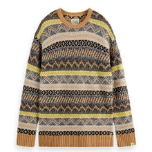 Jacquard Dropped Shoulder Crewneck - Tannin Fair Isle