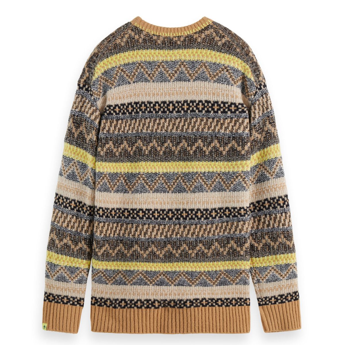 Jacquard Dropped Shoulder Crewneck - Tannin Fair Isle