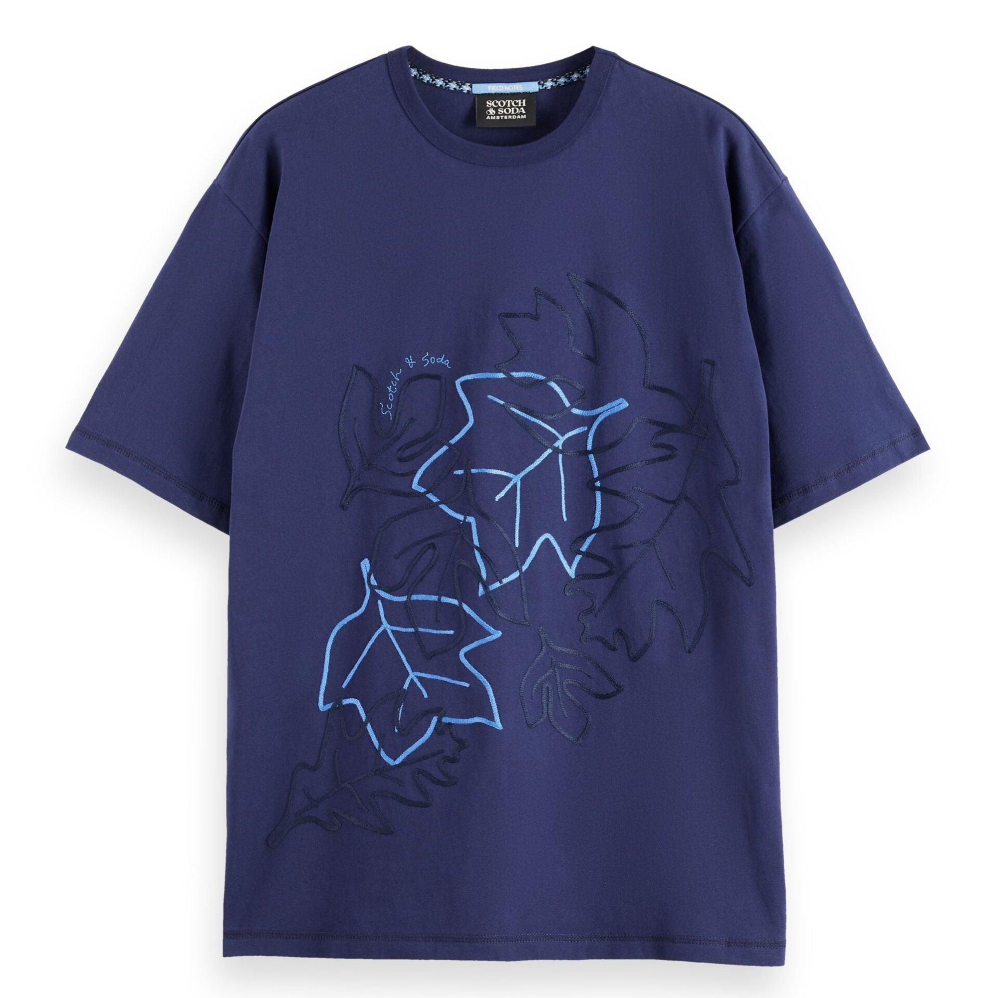 Loose Fit Embroidery T-Shirt - Peacoat