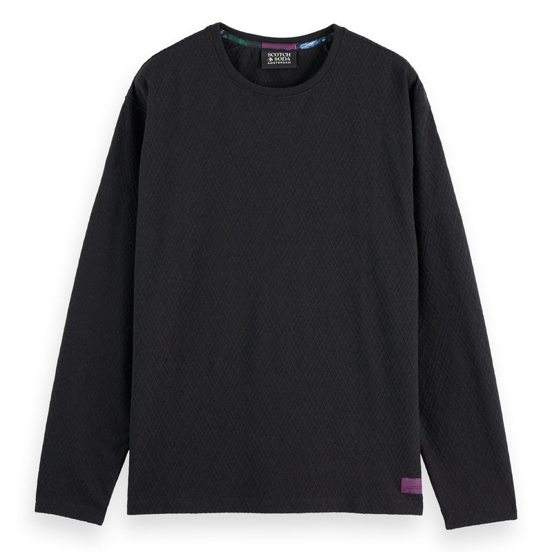 Relaxed Fit Jacquard Knit T-Shirt - Anthracite