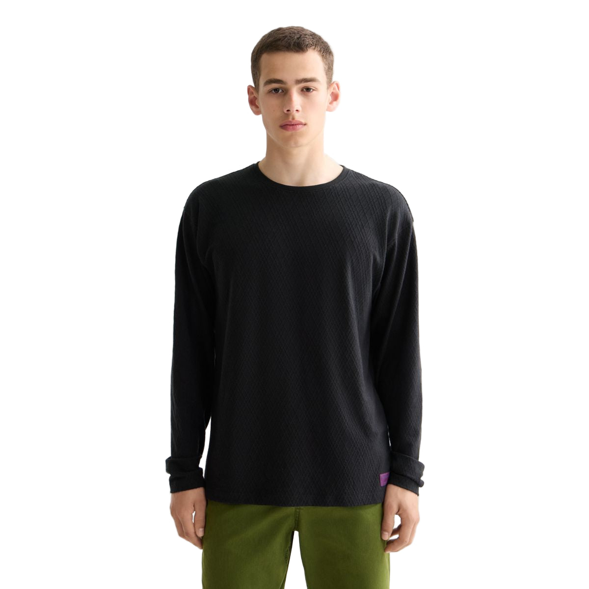 Relaxed Fit Jacquard Knit T-Shirt - Anthracite
