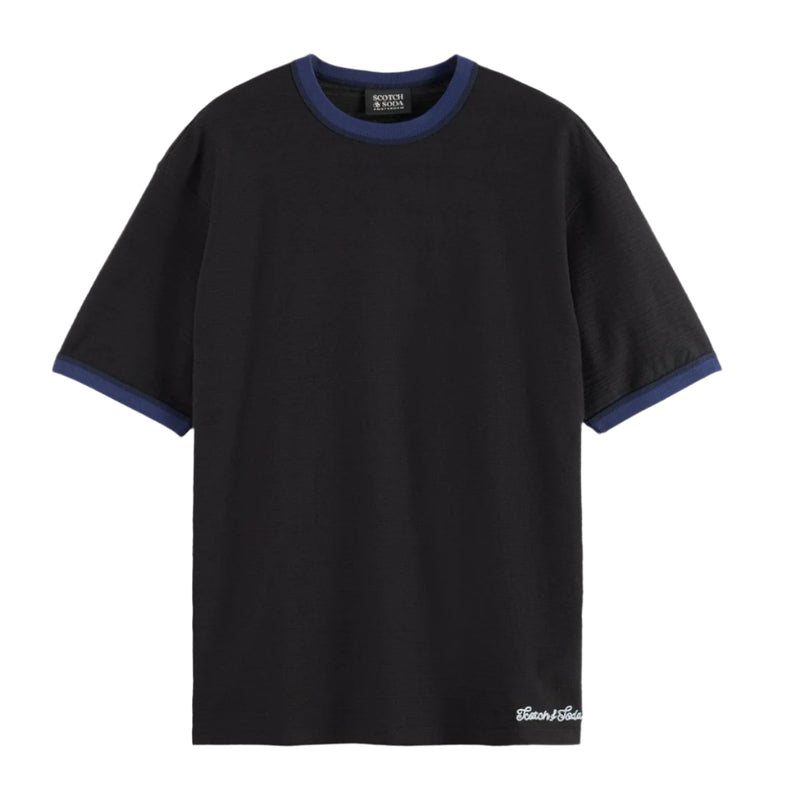 Relaxed Fit Bound Neckline T-Shirt - Meteorite