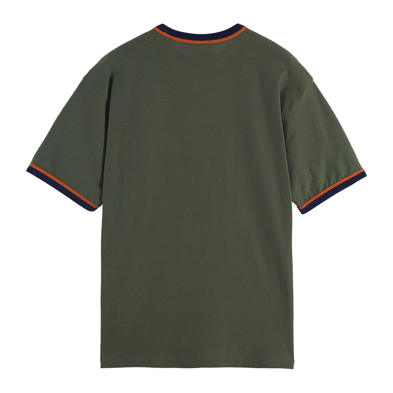 Relaxed Fit Bound Neckline T-Shirt - Thyme