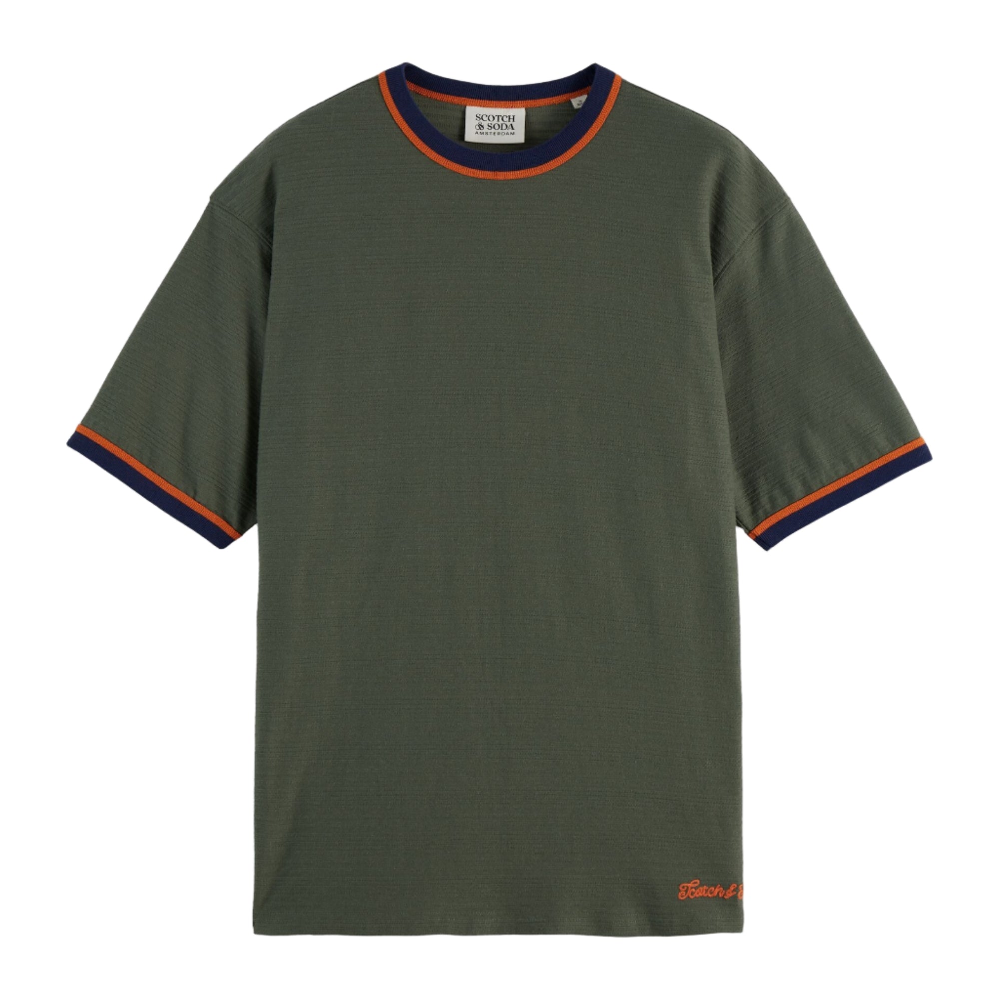 Relaxed Fit Bound Neckline T-Shirt - Thyme