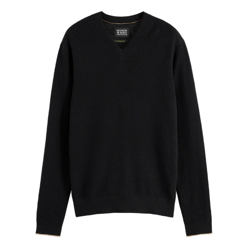 Regular Fit Cotton Linen V-Neck Sweater - Meteorite