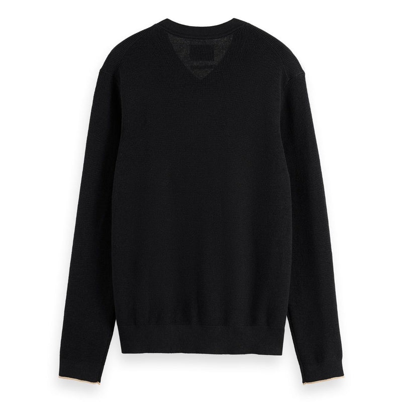Regular Fit Cotton Linen V-Neck Sweater - Meteorite