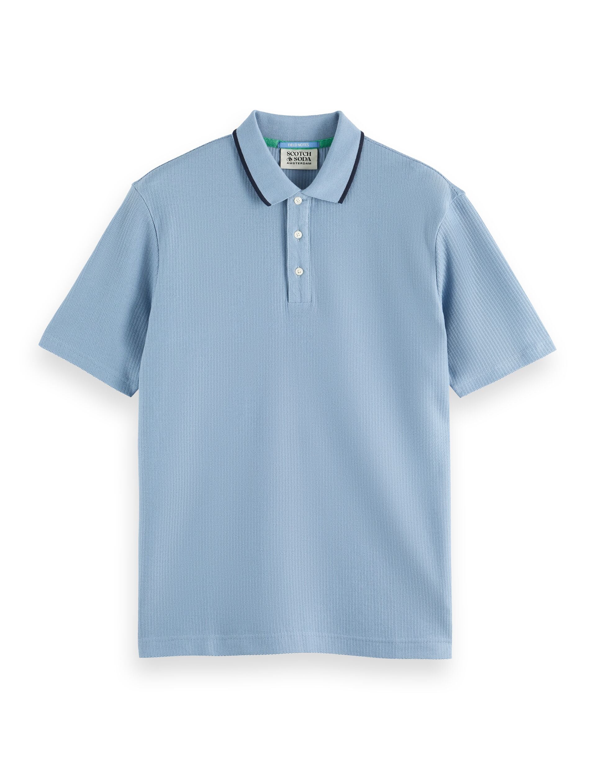 Relaxed Fit Structured Polo - Faded Denim