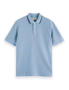 Relaxed Fit Structured Polo - Faded Denim