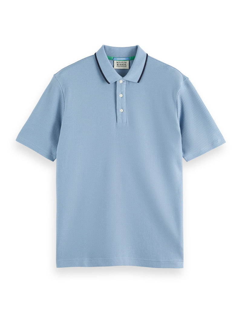 Relaxed Fit Structured Polo - Faded Denim