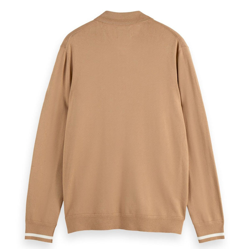 Ecovero Blend Knitted Long Sleeve Polo - Tannin