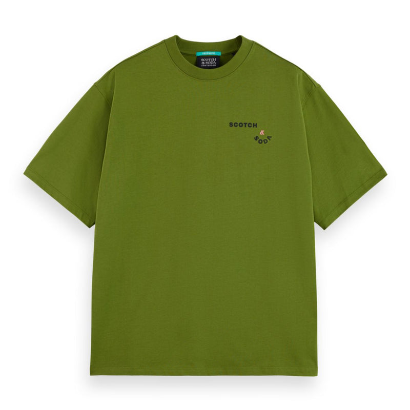 Loose Fit Front And Back Artwork T-Shirt - Calla Green