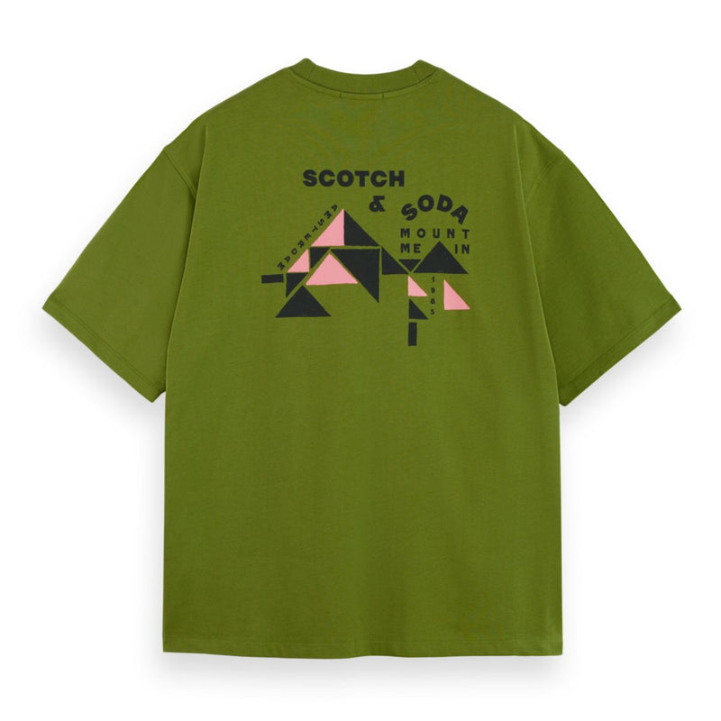 Loose Fit Front And Back Artwork T-Shirt - Calla Green