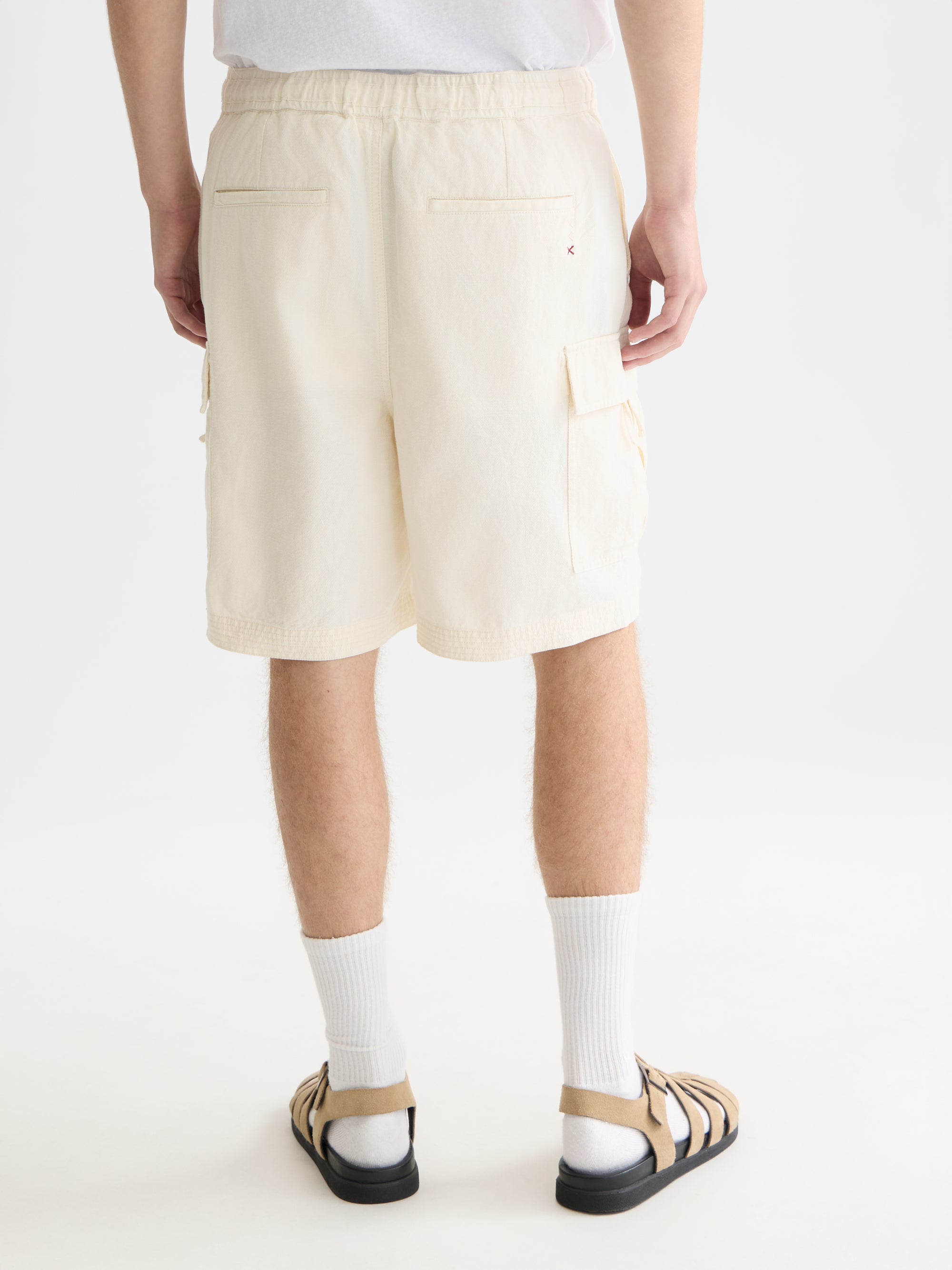 Linenblend Relaxed Fit Cargo Bermuda Shorts - Eggnog