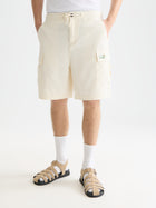 Linenblend Relaxed Fit Cargo Bermuda Shorts - Eggnog