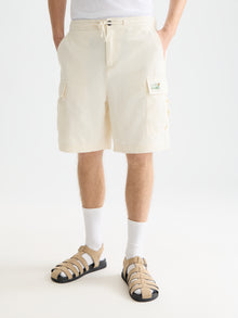 Linenblend Relaxed Fit Cargo Bermuda Shorts - Eggnog