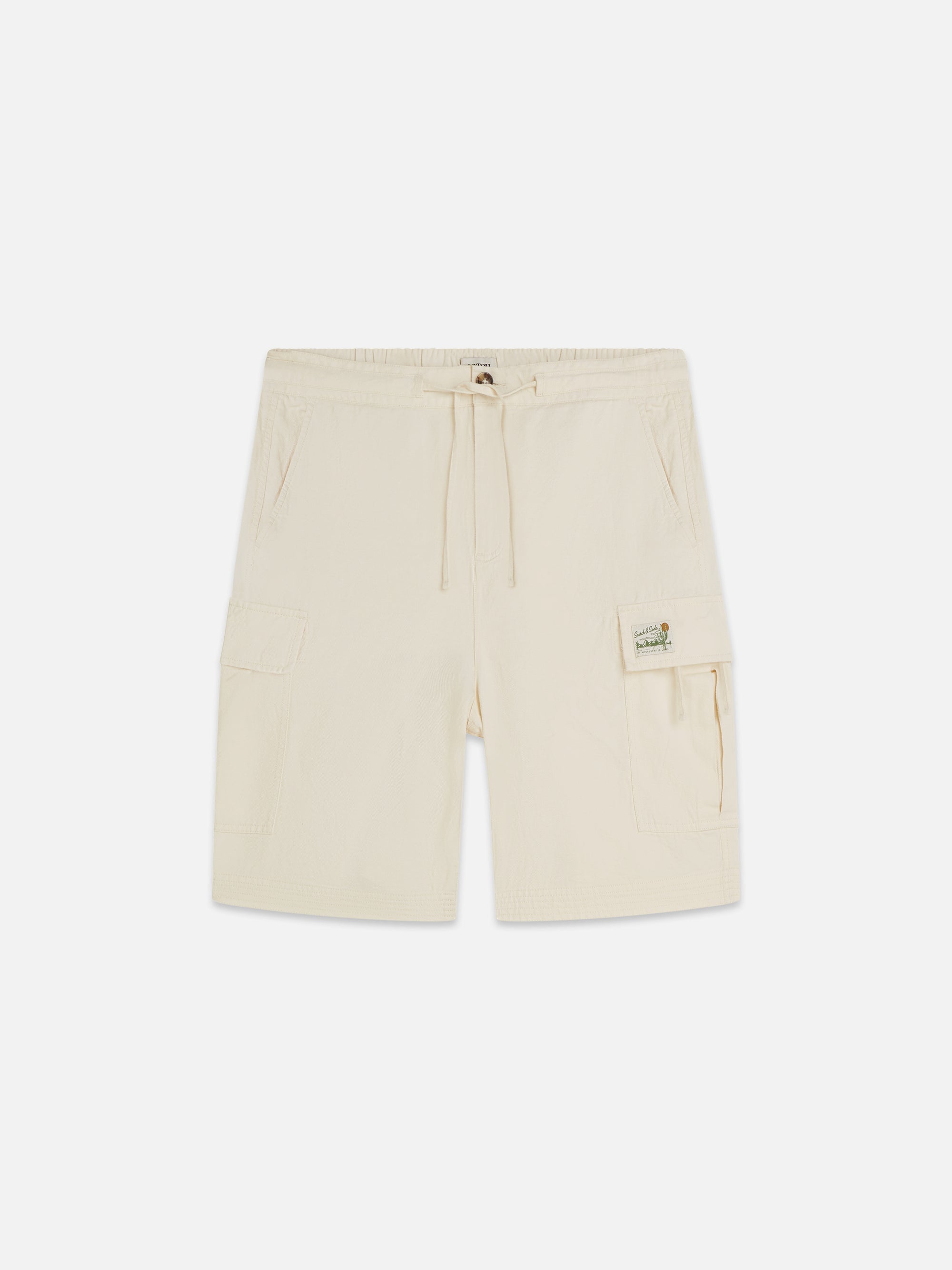 Linenblend Relaxed Fit Cargo Bermuda Shorts - Eggnog