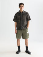 Bermuda cargo coupe décontractée en lin mélangé - Olive Night