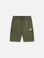 Bermuda cargo coupe décontractée en lin mélangé - Olive Night