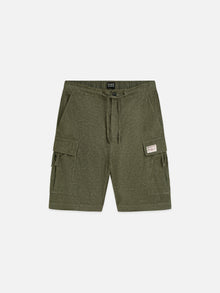 Bermuda cargo coupe décontractée en lin mélangé - Olive Night
