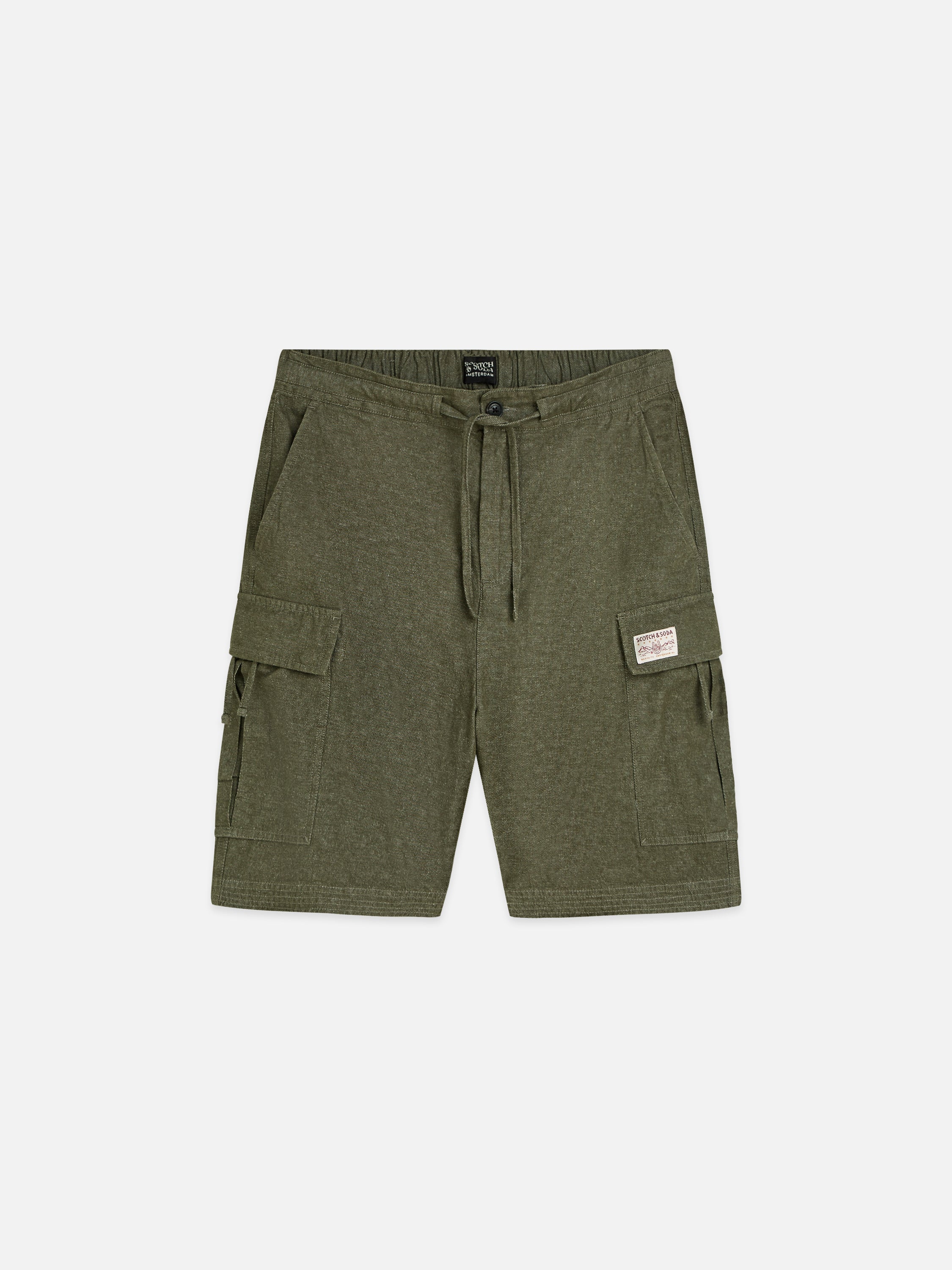 Bermuda cargo coupe décontractée en lin mélangé - Olive Night