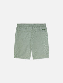 Bermuda coupe classique en coton et lin teint en fil - Rayures vert jardin