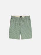 Bermuda coupe classique en coton et lin teint en fil - Rayures vert jardin