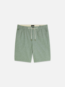 Bermuda coupe classique en coton et lin teint en fil - Rayures vert jardin