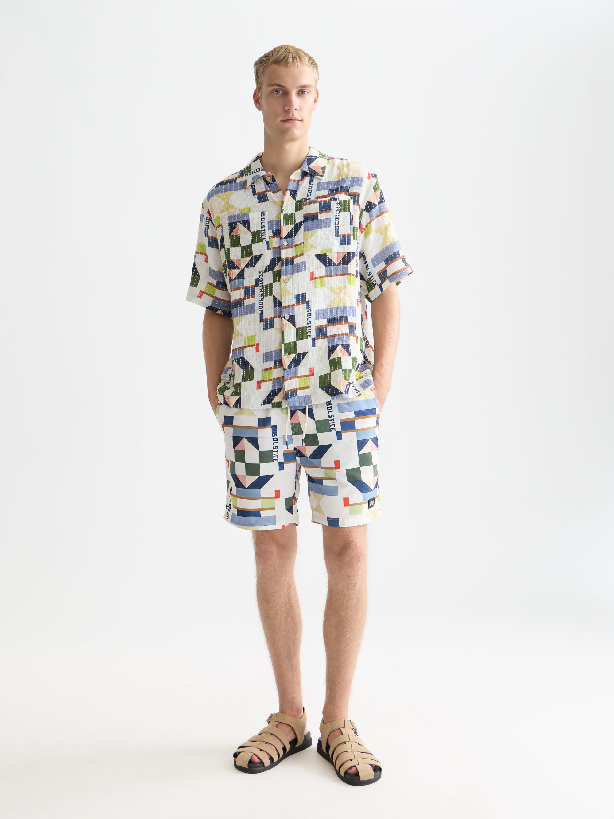 Printed Midlength Swim Shorts - Patchwork Infinity