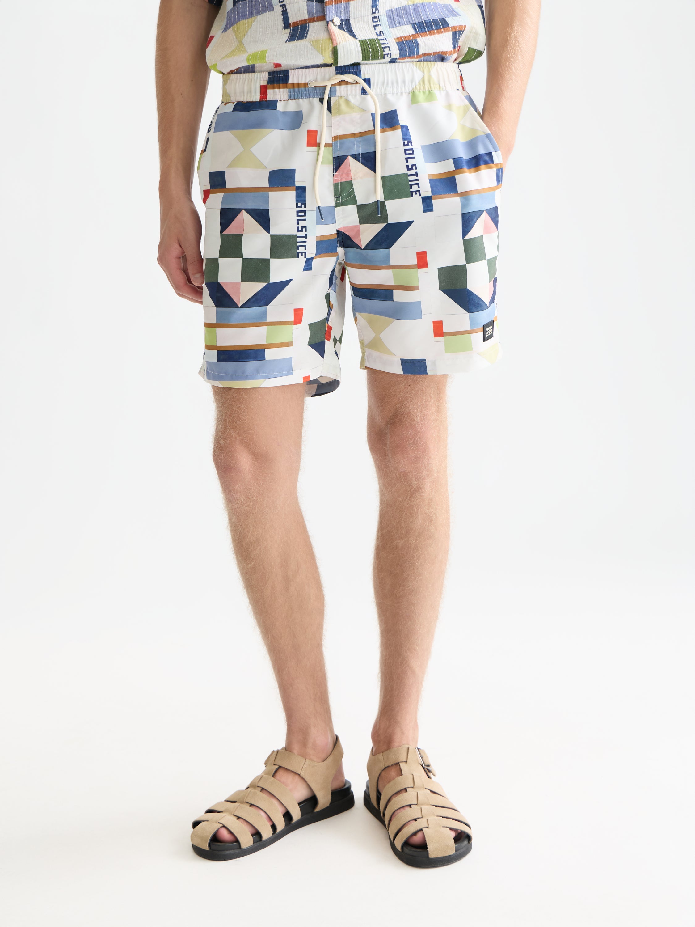 Printed Midlength Swim Shorts - Patchwork Infinity