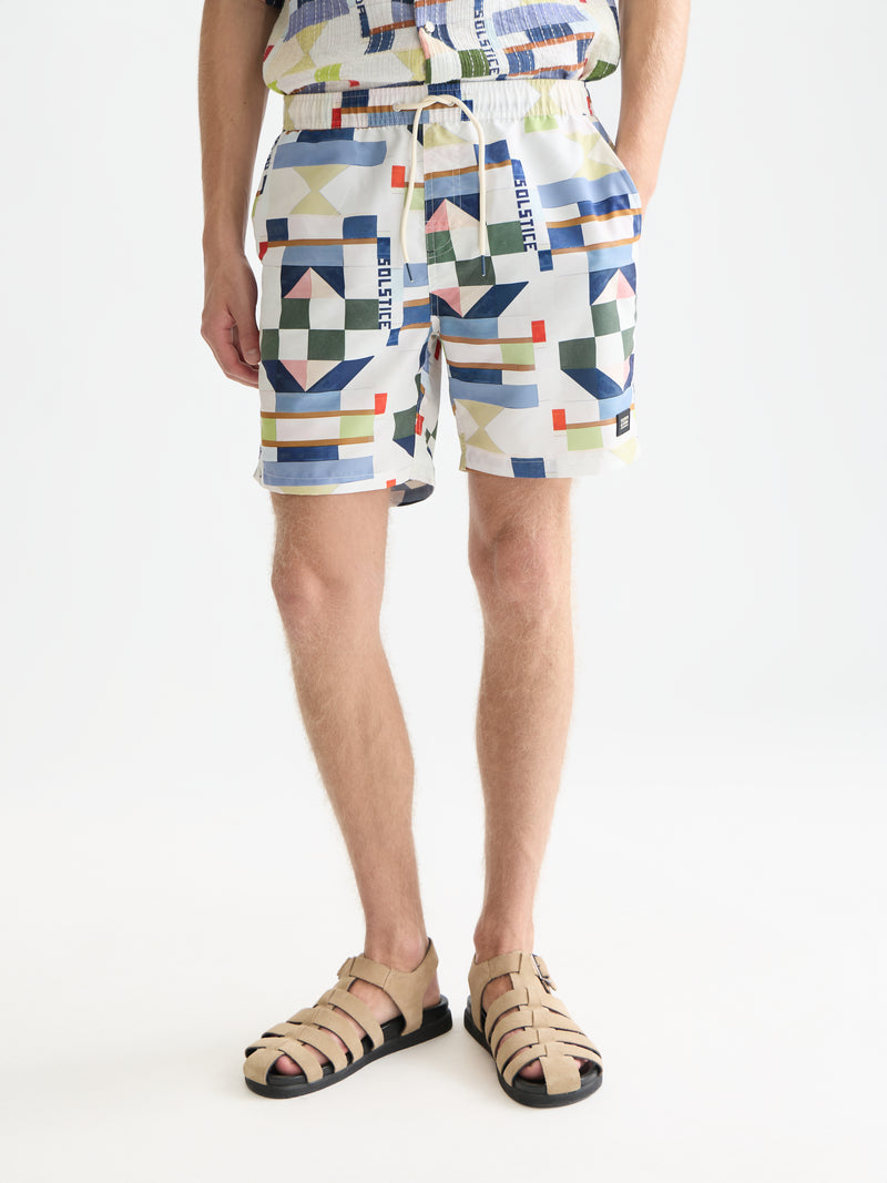 Printed Midlength Swim Shorts - Patchwork Infinity