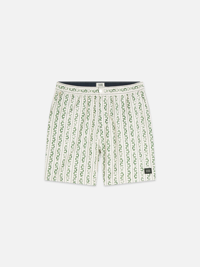 Printed Midlength Swim Shorts - Horseshoe Stripe Eggnog