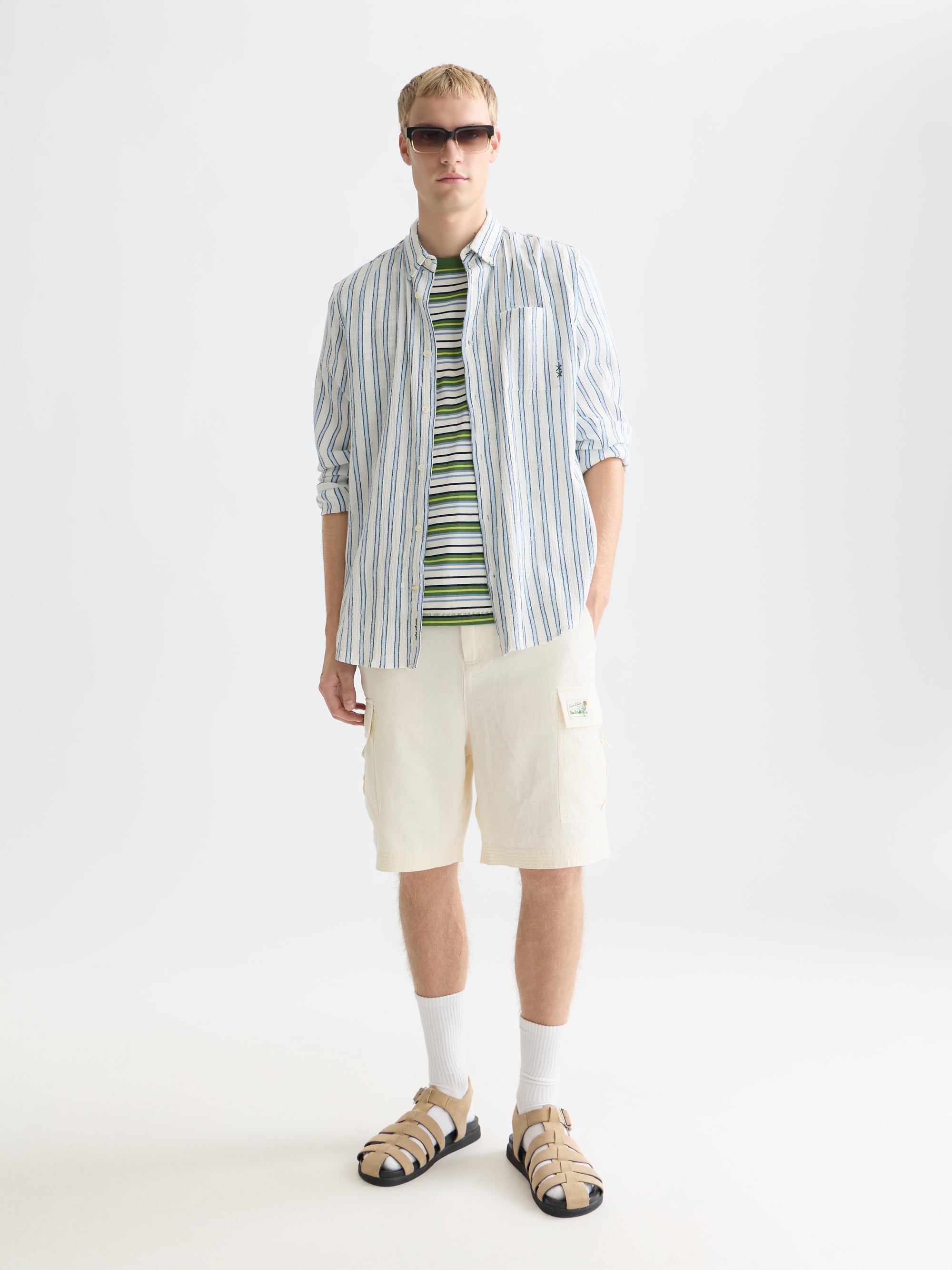 Chemise rayée à effet froissé, coupe classique - Rayures Windsurfer