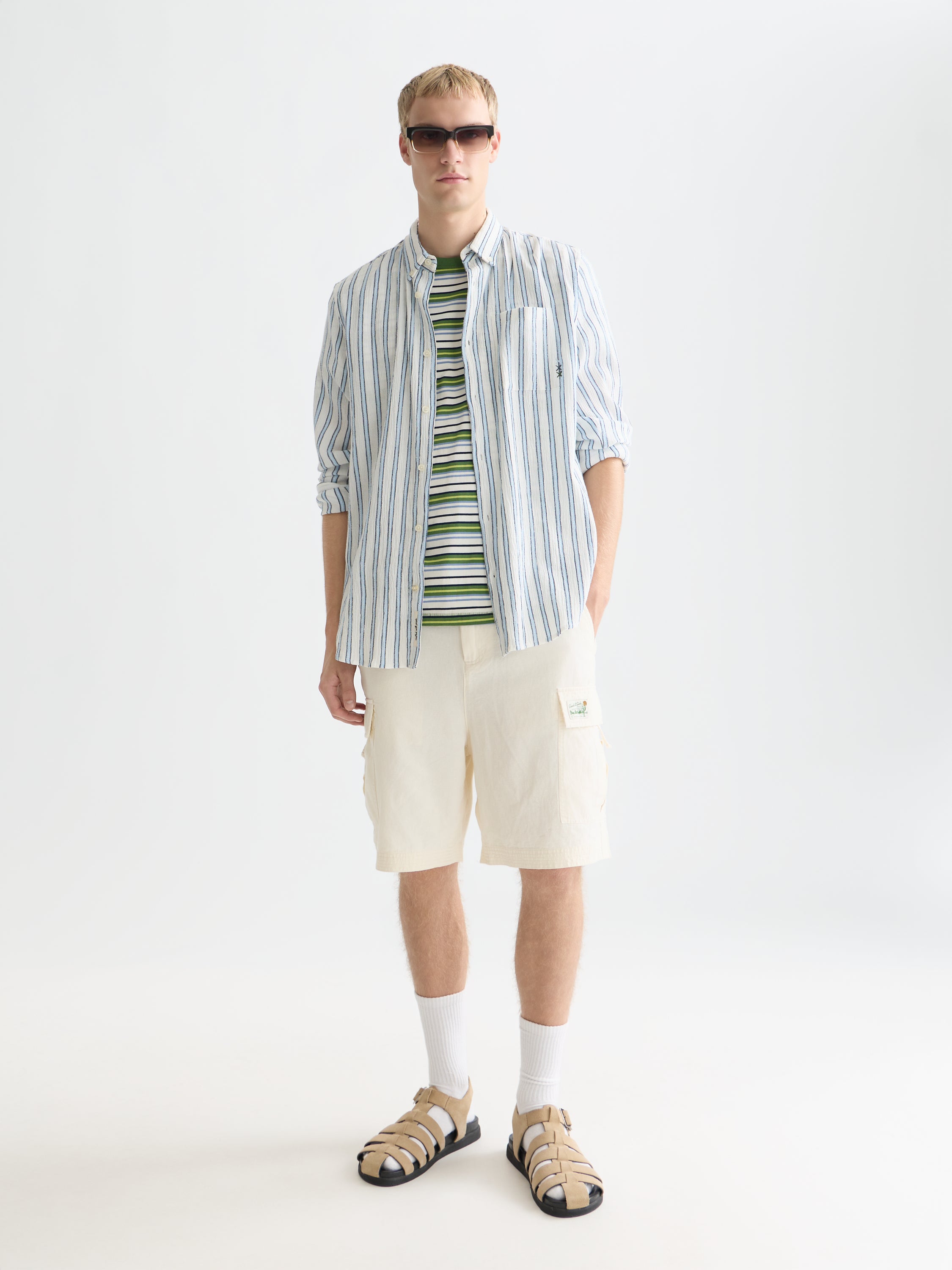 Chemise rayée à effet froissé, coupe classique - Rayures Windsurfer